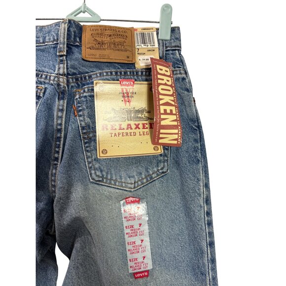 Levis 950 Orange Tab Relaxed Fit Tapered Leg Jeans 7 Jr M Made In USA Denim New - Picture 3 of 5